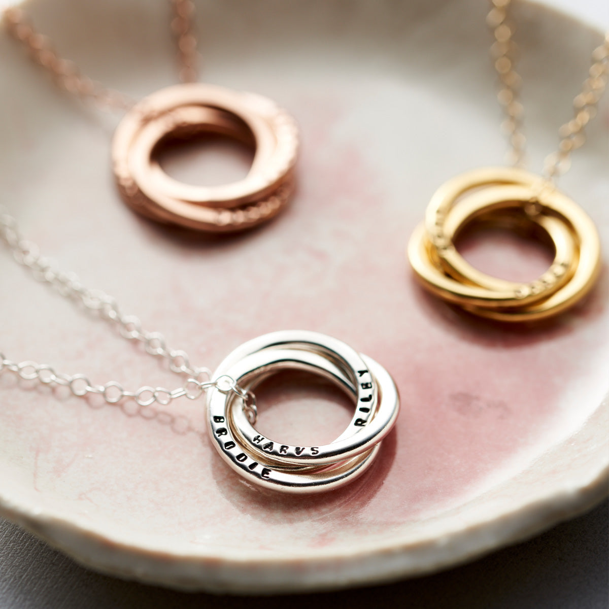 Personalised 9ct Gold Russian Ring Necklace