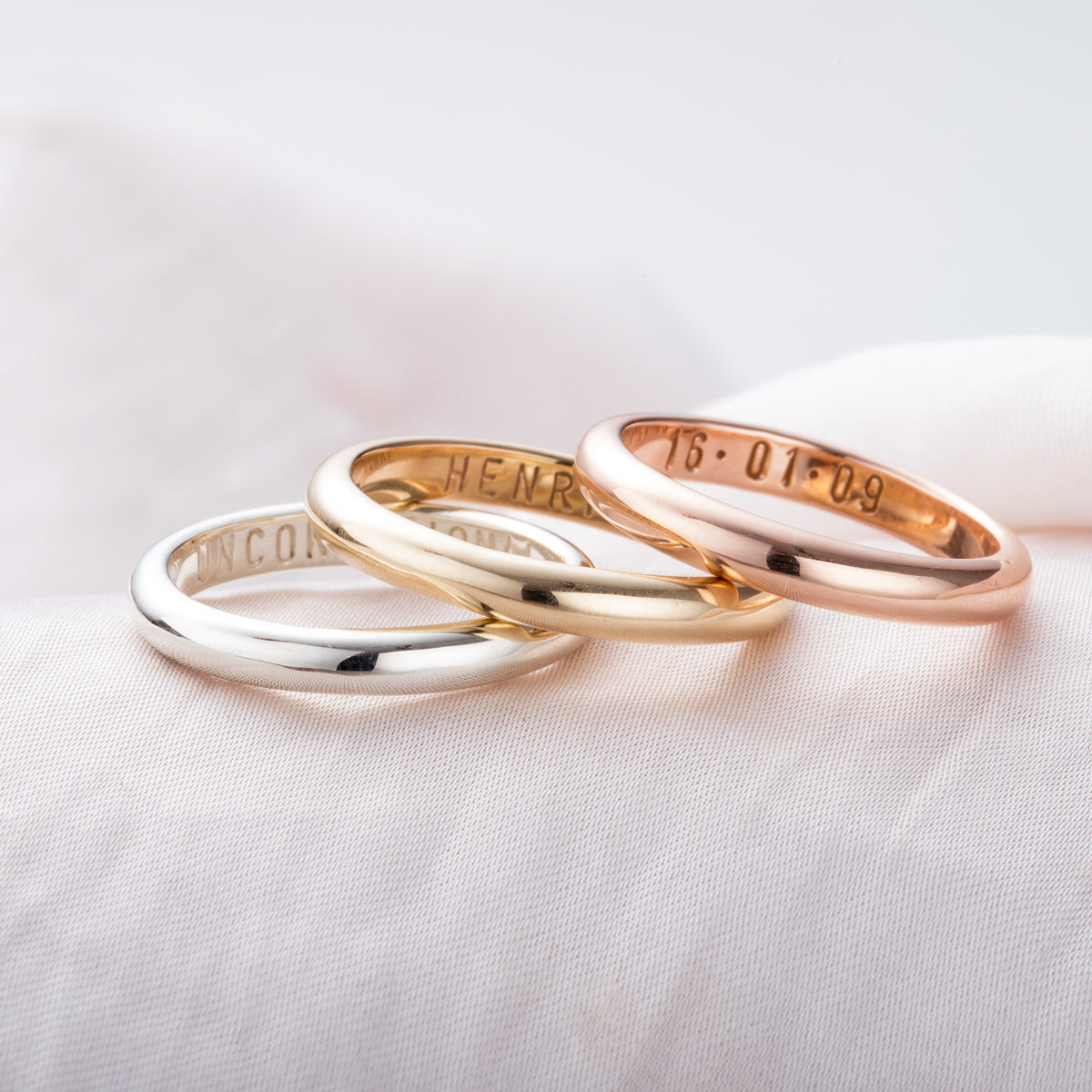 Personalised 9ct Gold Secret Script Wedding Ring