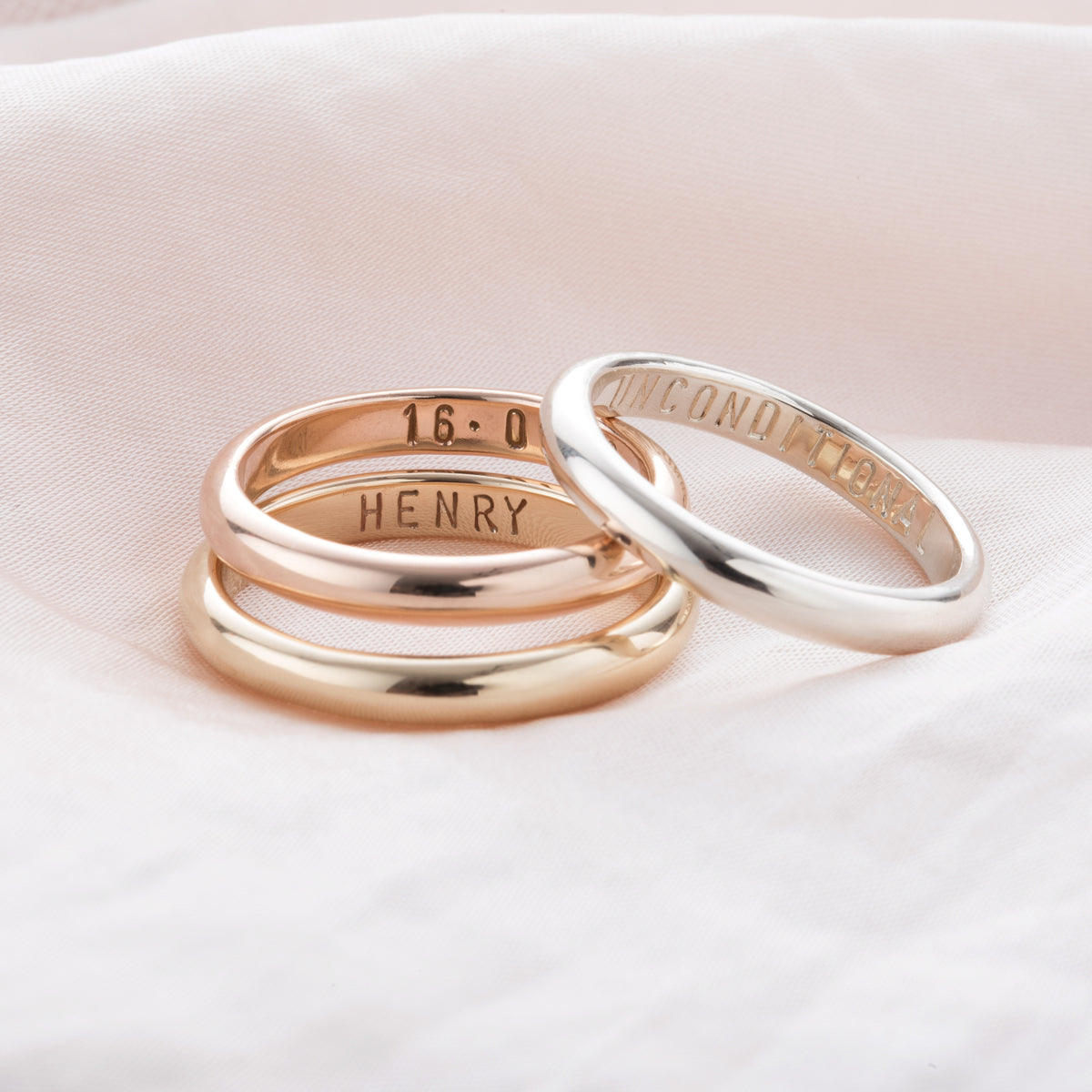 Personalised 9ct Gold Secret Script Wedding Ring