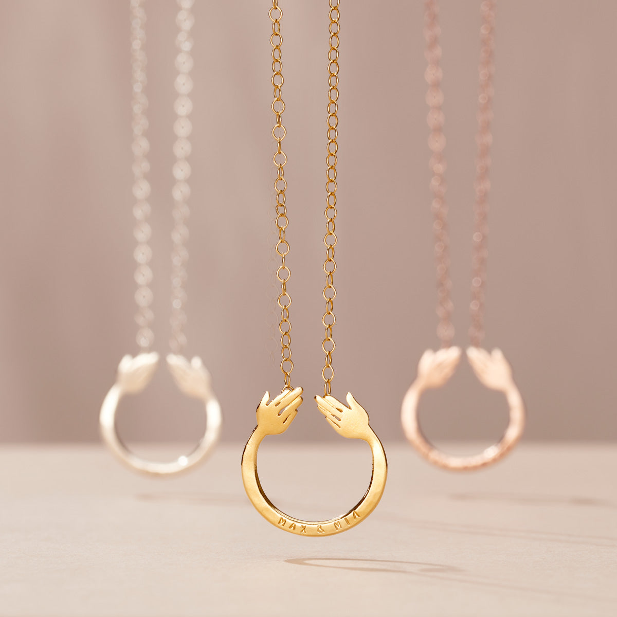 Personalised 9ct Gold Share A Hug Necklace