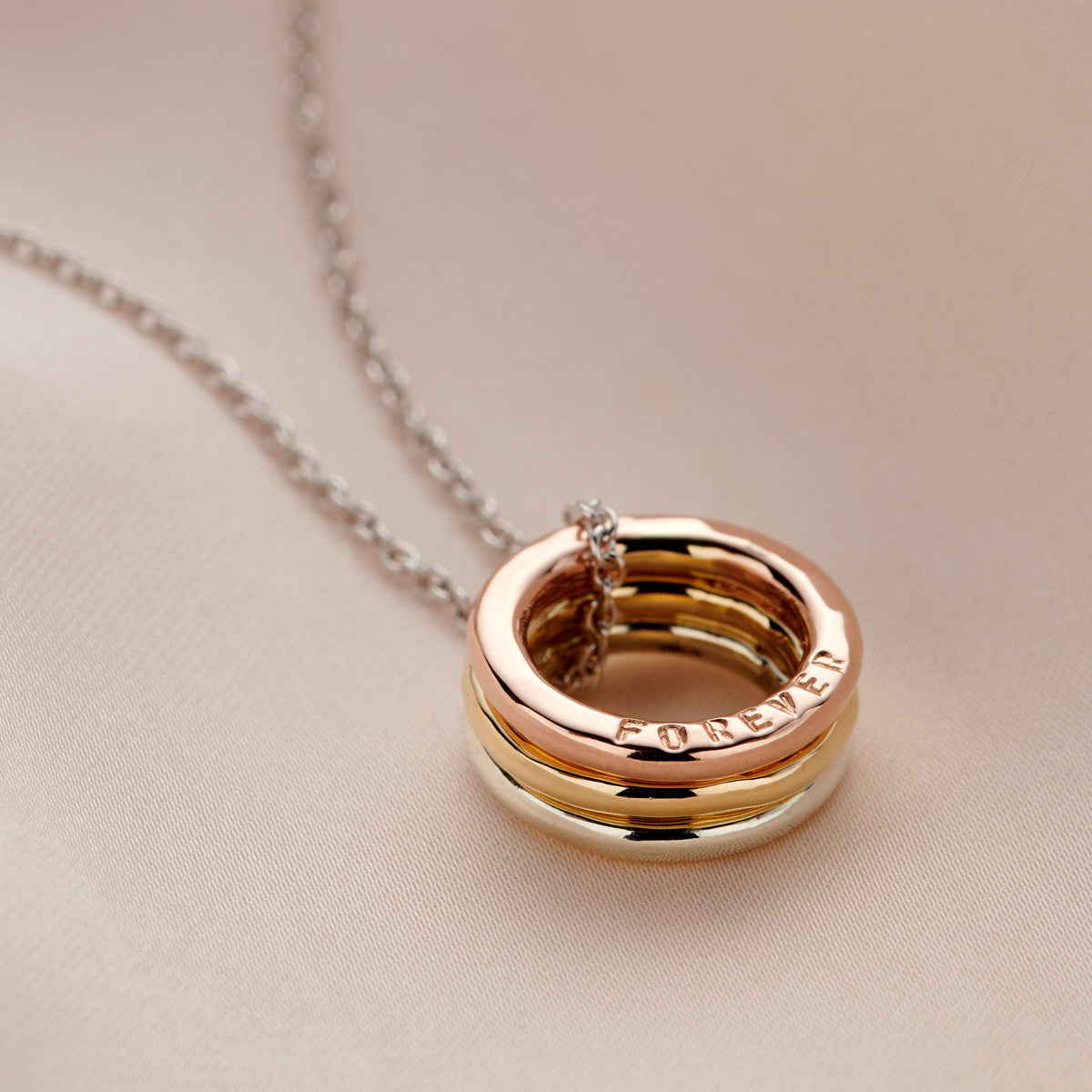 Personalised 9ct Gold Tricolore Mini Message Necklace