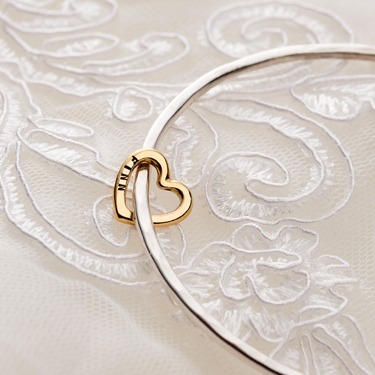 Personalised 9ct Gold Love Heart Bangle