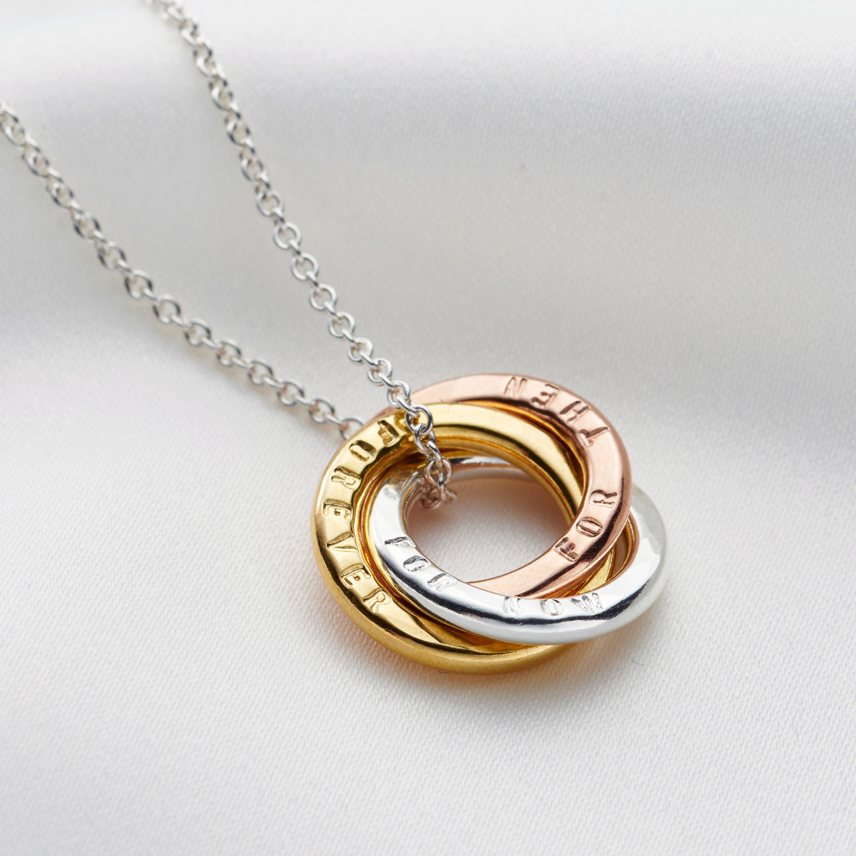 Personalised 9ct Mixed Gold Mini Russian Ring Eternity Necklace