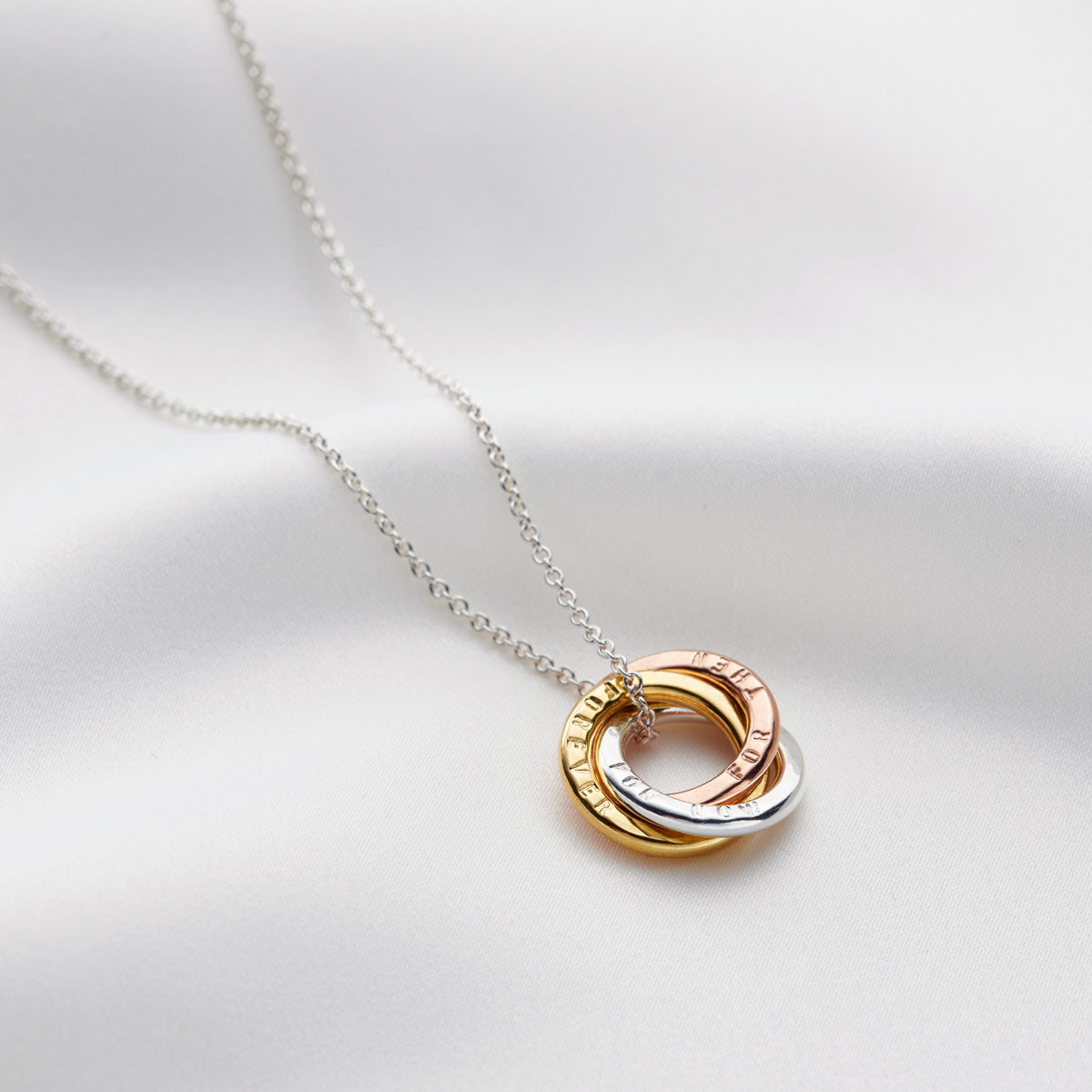 Personalised 9ct Mixed Gold Mini Russian Ring Eternity Necklace