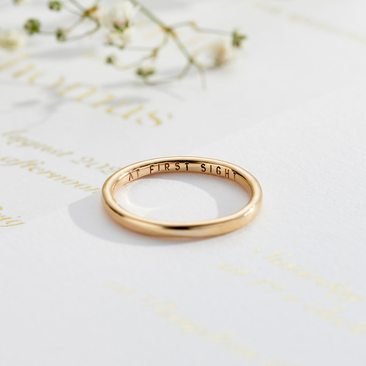 Personalised 9ct Gold Slim Wedding Ring