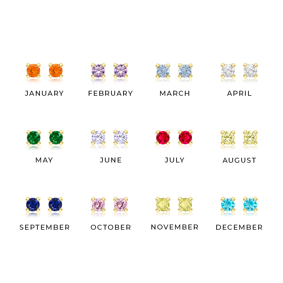 9ct Gold Confetti Birthstone Stud Earrings