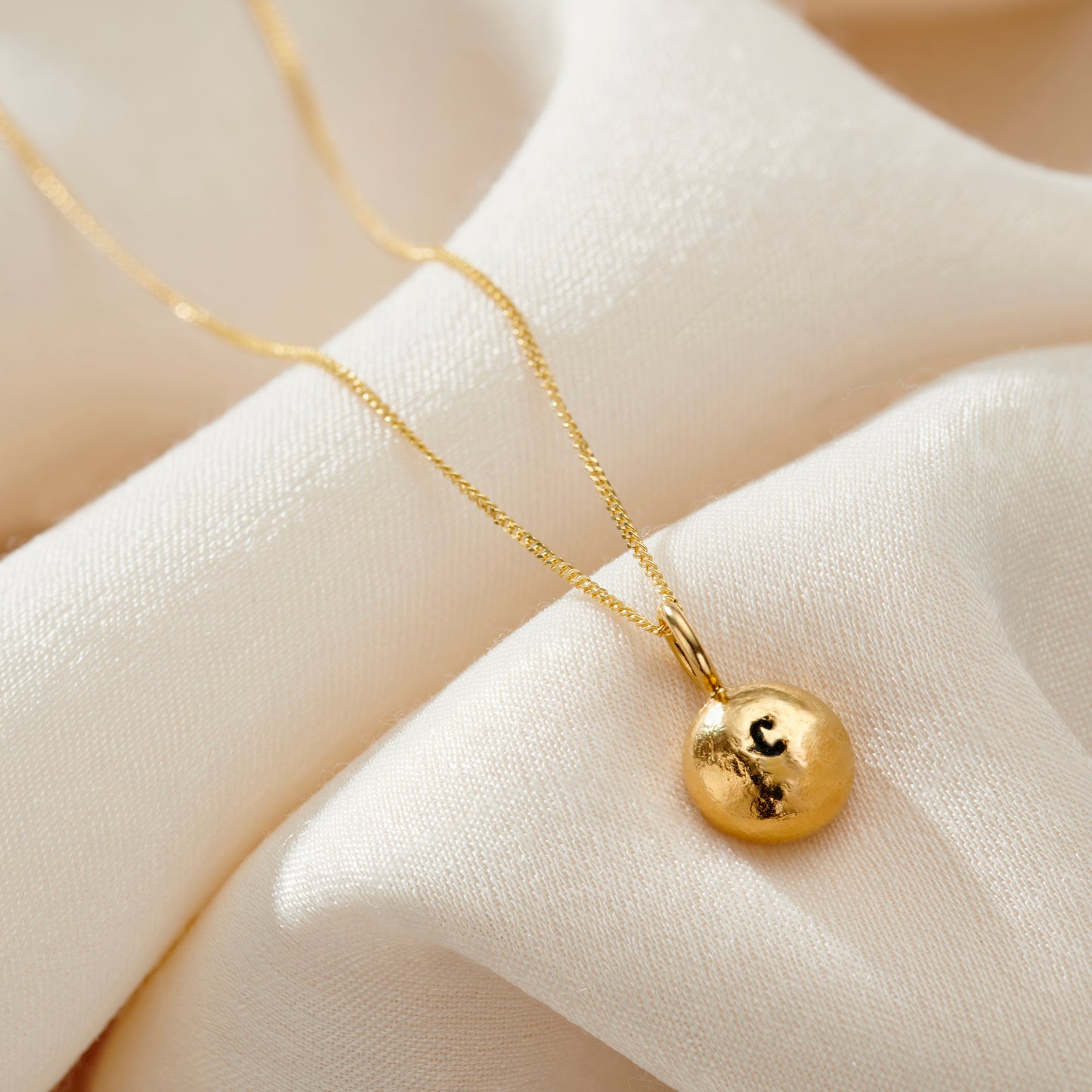 9ct Gold Molten Orb Initial Necklace