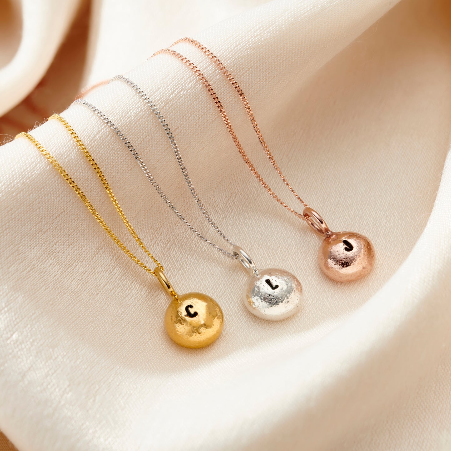 9ct Gold Molten Orb Initial Necklace