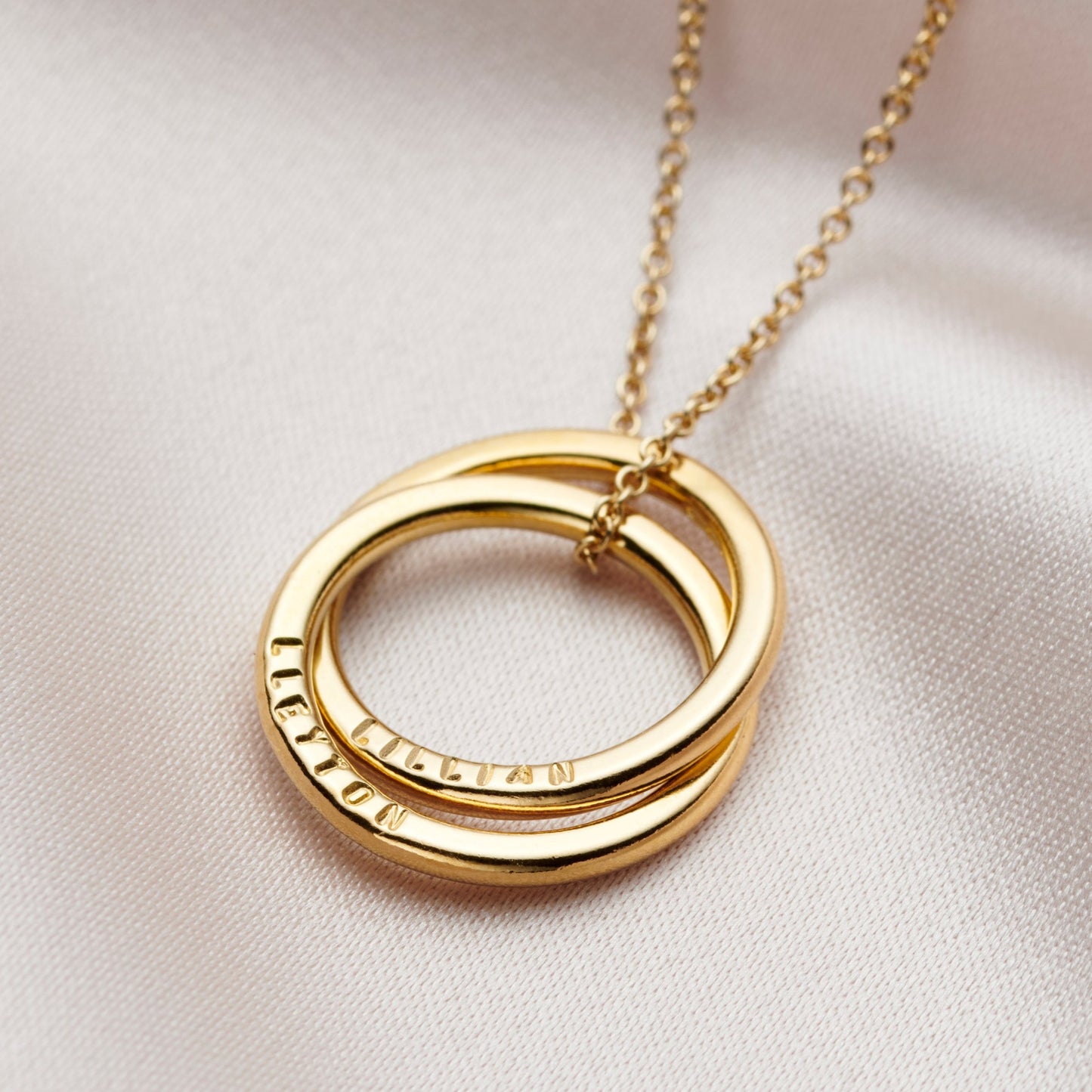 Personalised 9ct Gold Two Ring Russian Necklace