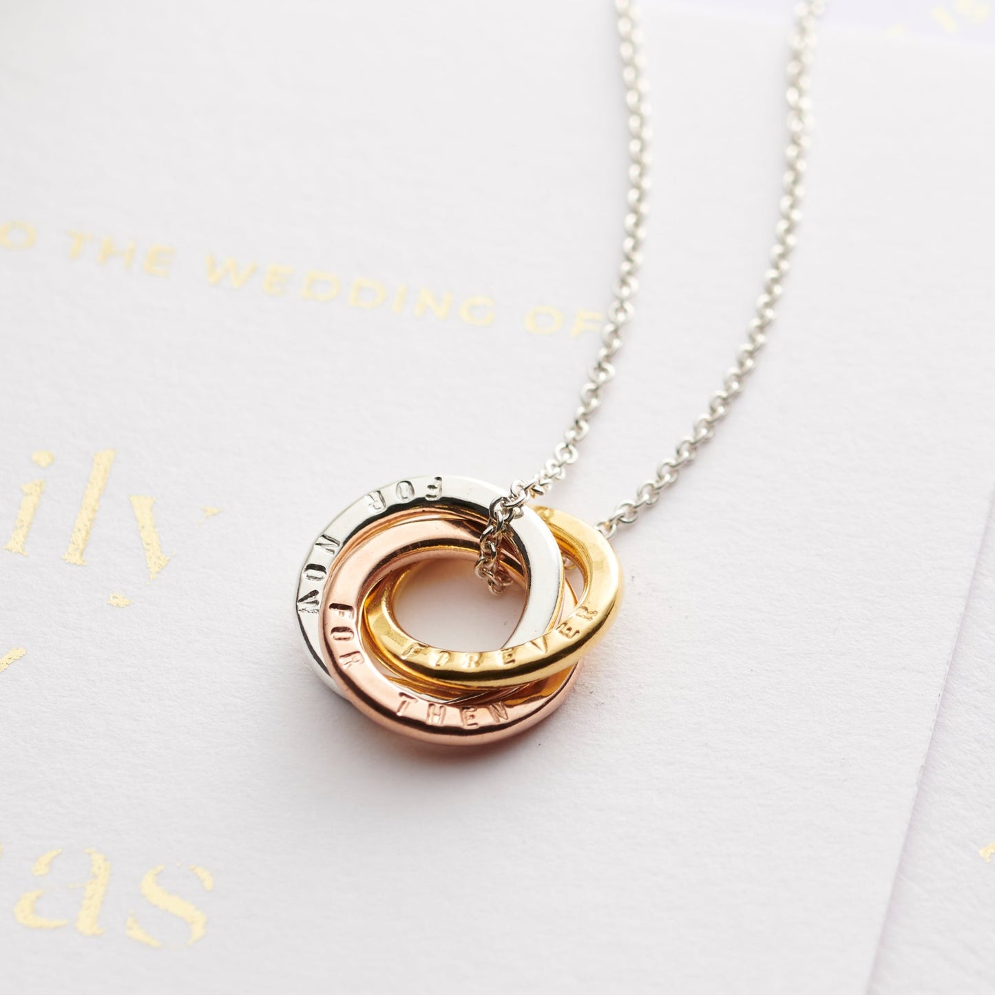 Personalised 9ct Mixed Gold Mini Russian Ring Eternity Necklace