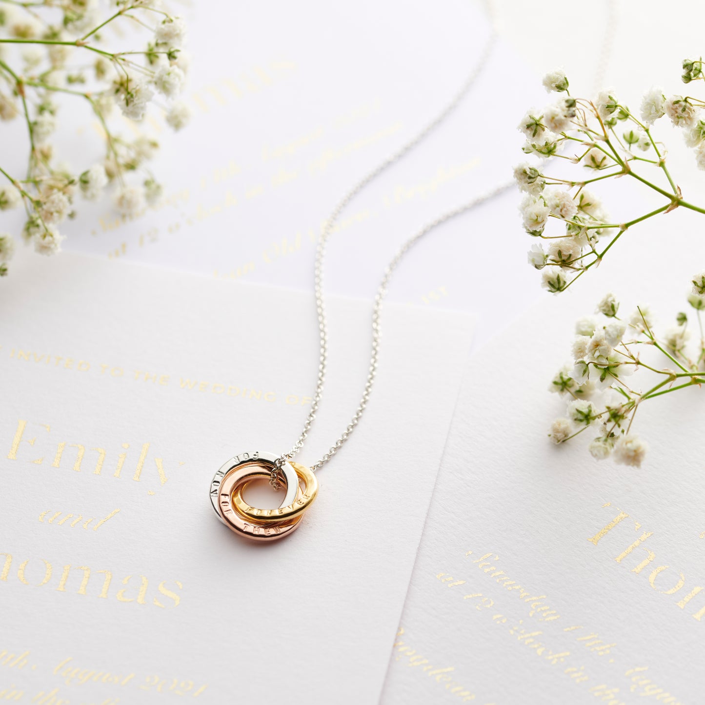 Personalised 9ct Mixed Gold Mini Russian Ring Eternity Necklace