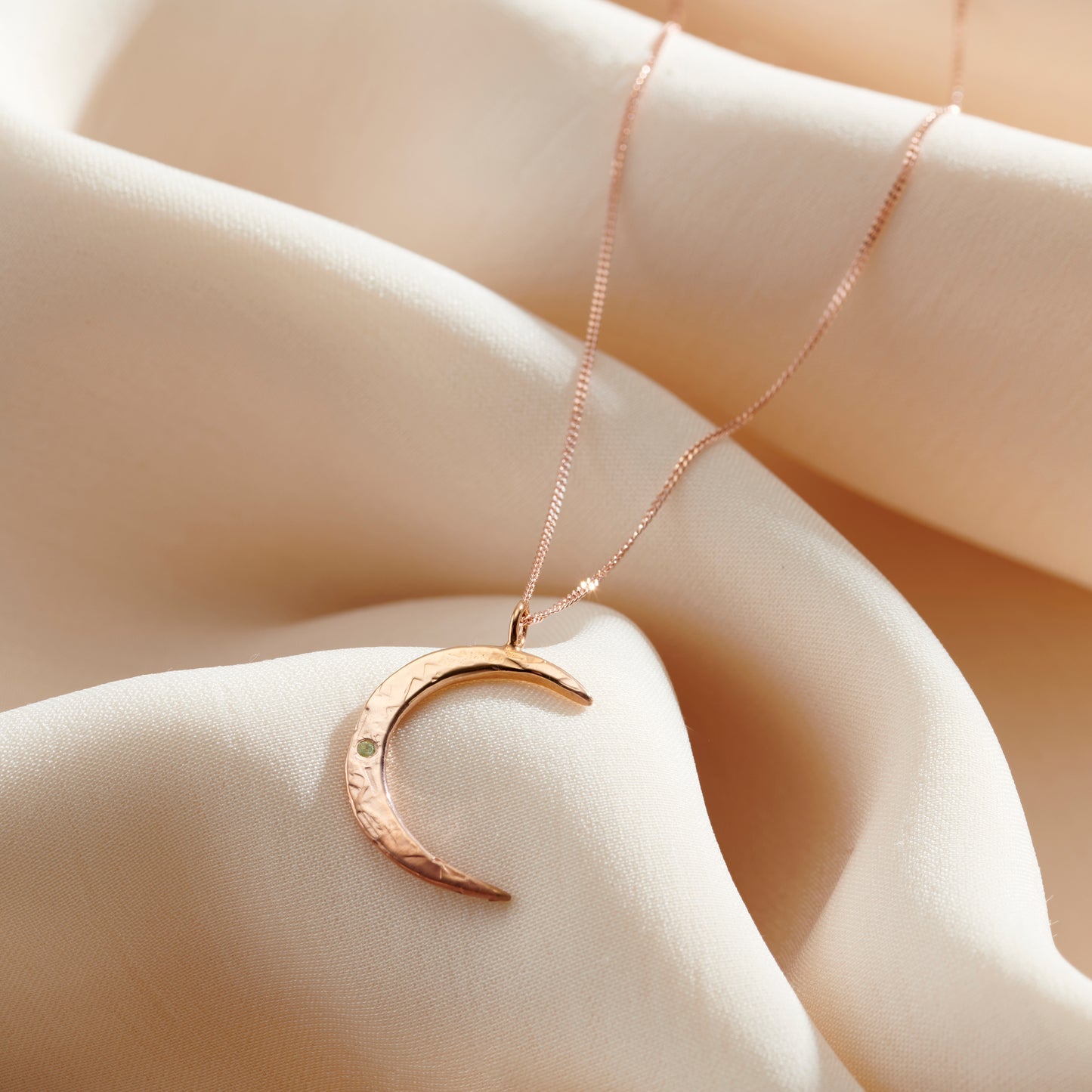 9ct Gold Confetti Birthstone Crescent Moon Necklace