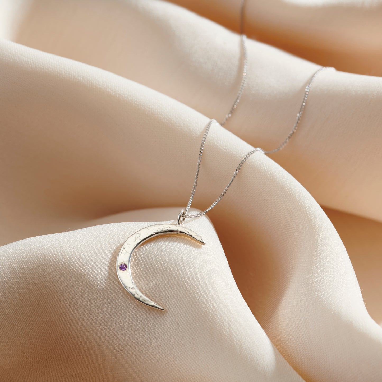 9ct Gold Confetti Birthstone Crescent Moon Necklace