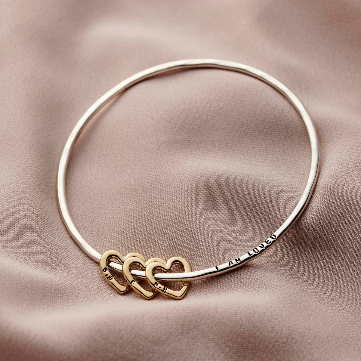 Personalised 9ct Gold Heart Bangle