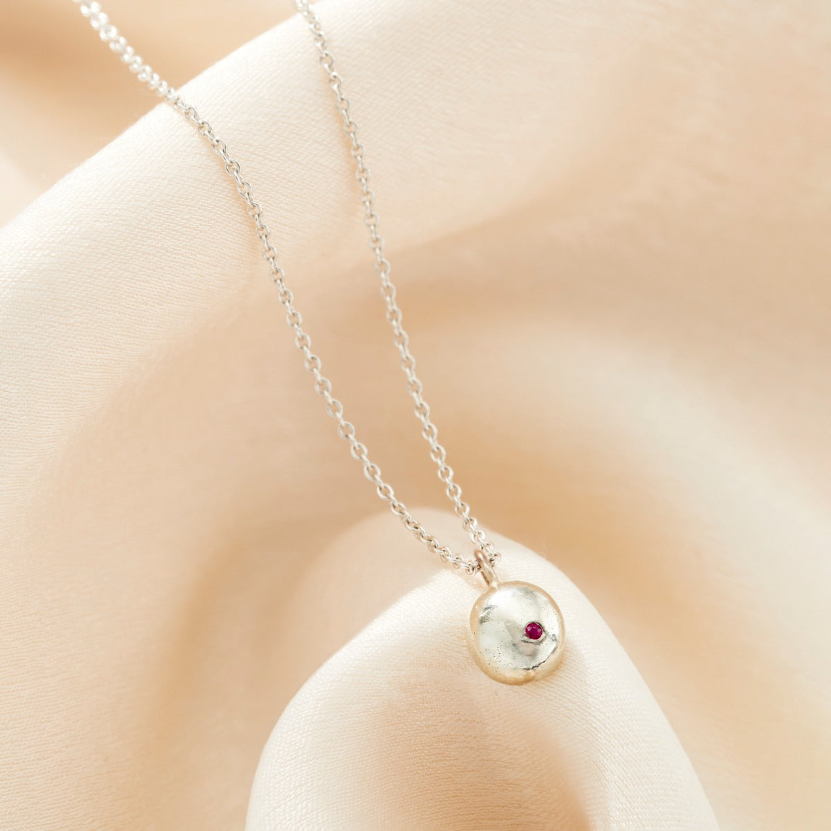 9ct Gold Molten Orb Birthstone Necklace