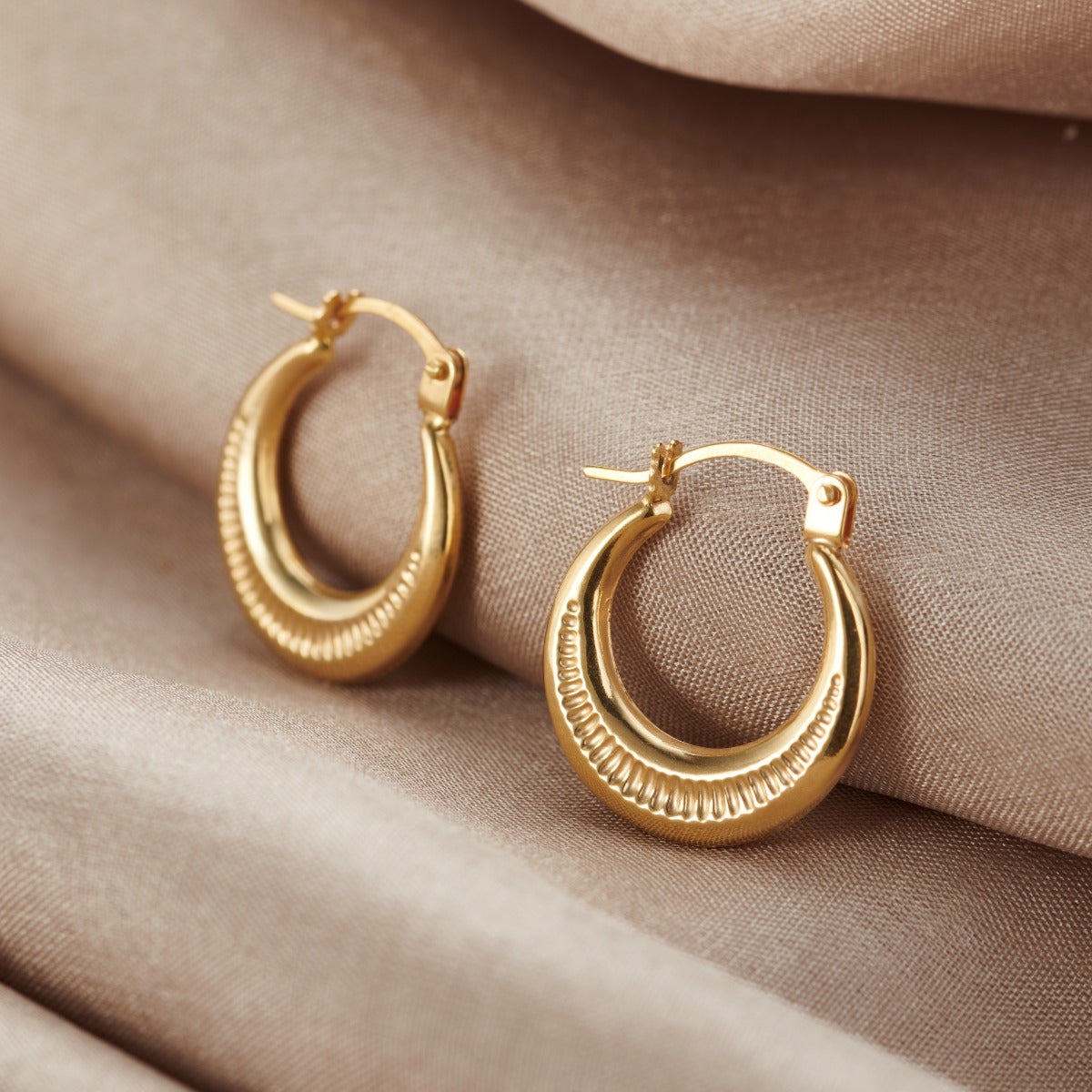 Crescent Moon Creole 9ct Gold Hoop Earrings