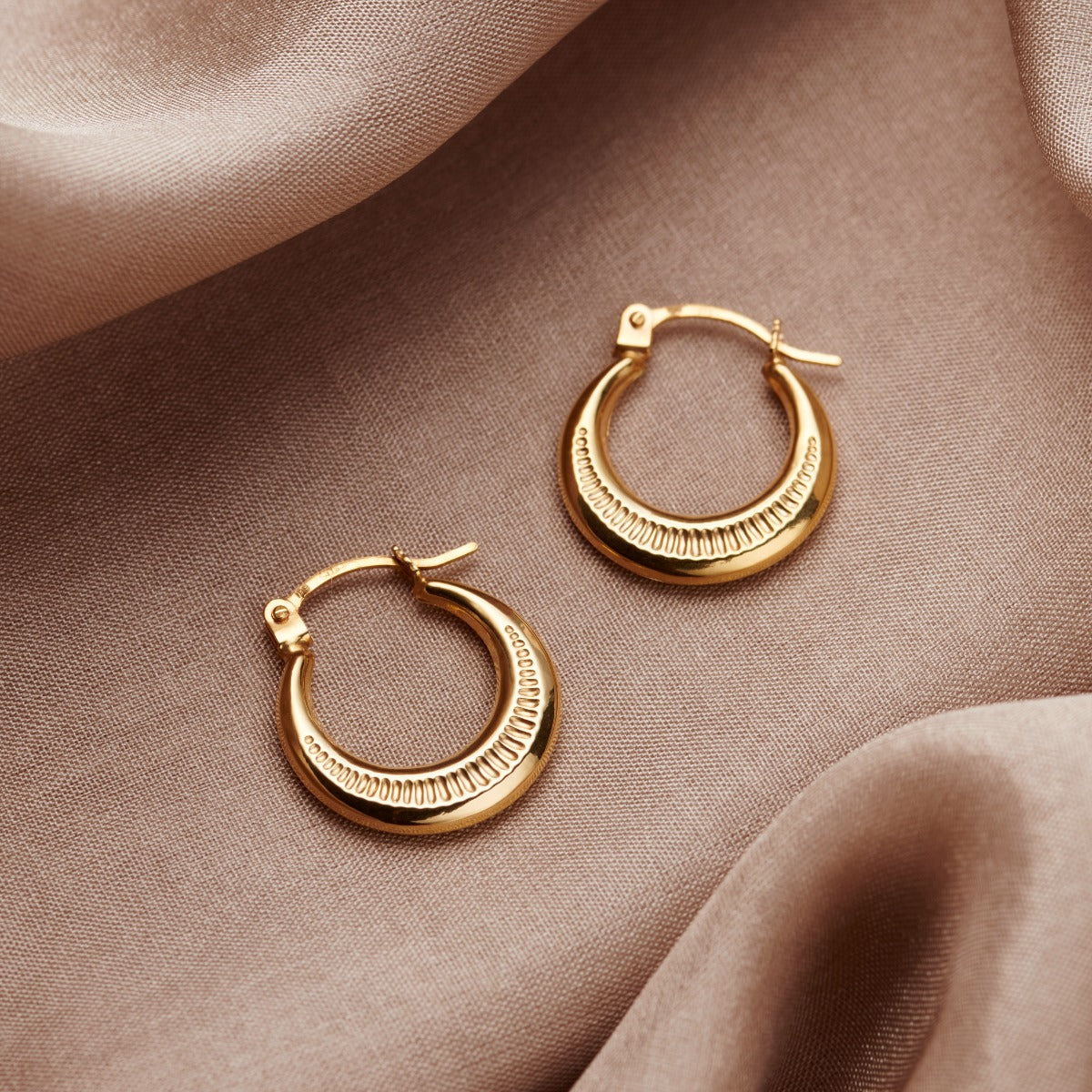 Crescent Moon Creole 9ct Gold Hoop Earrings