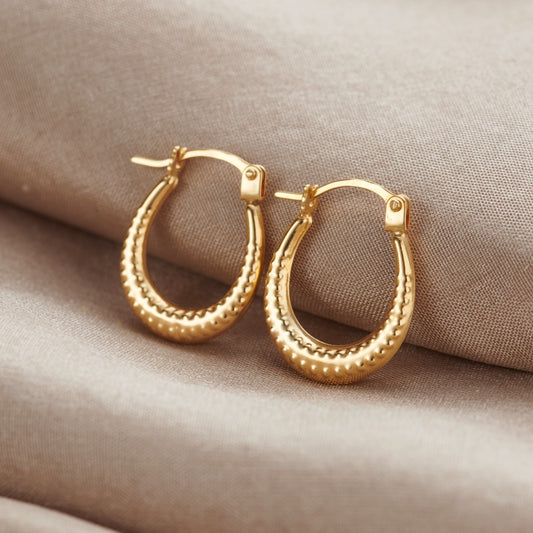 Dotty 9ct Gold Creole Hoop Earrings