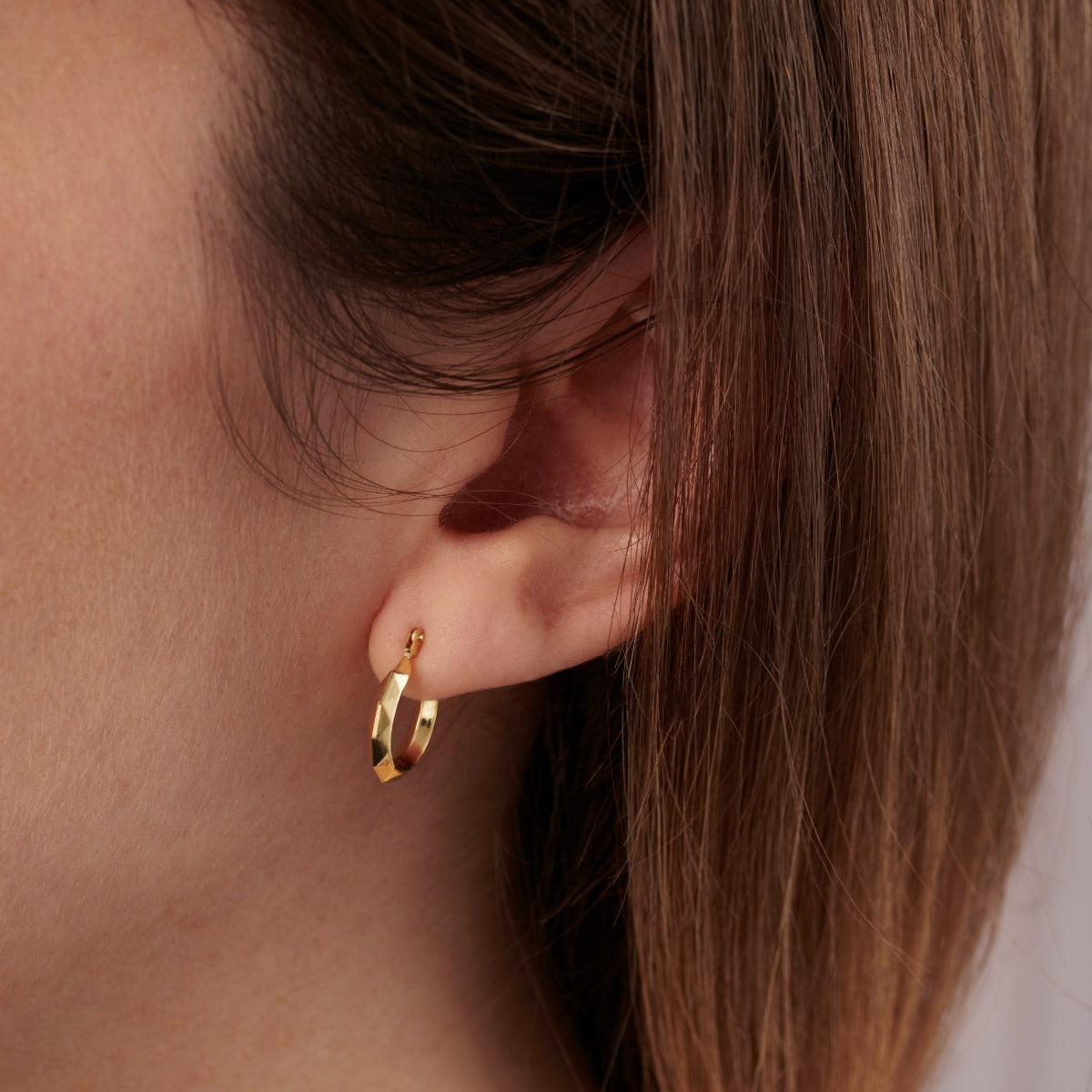 Faceted 9ct Gold Creole Hoop Earrings