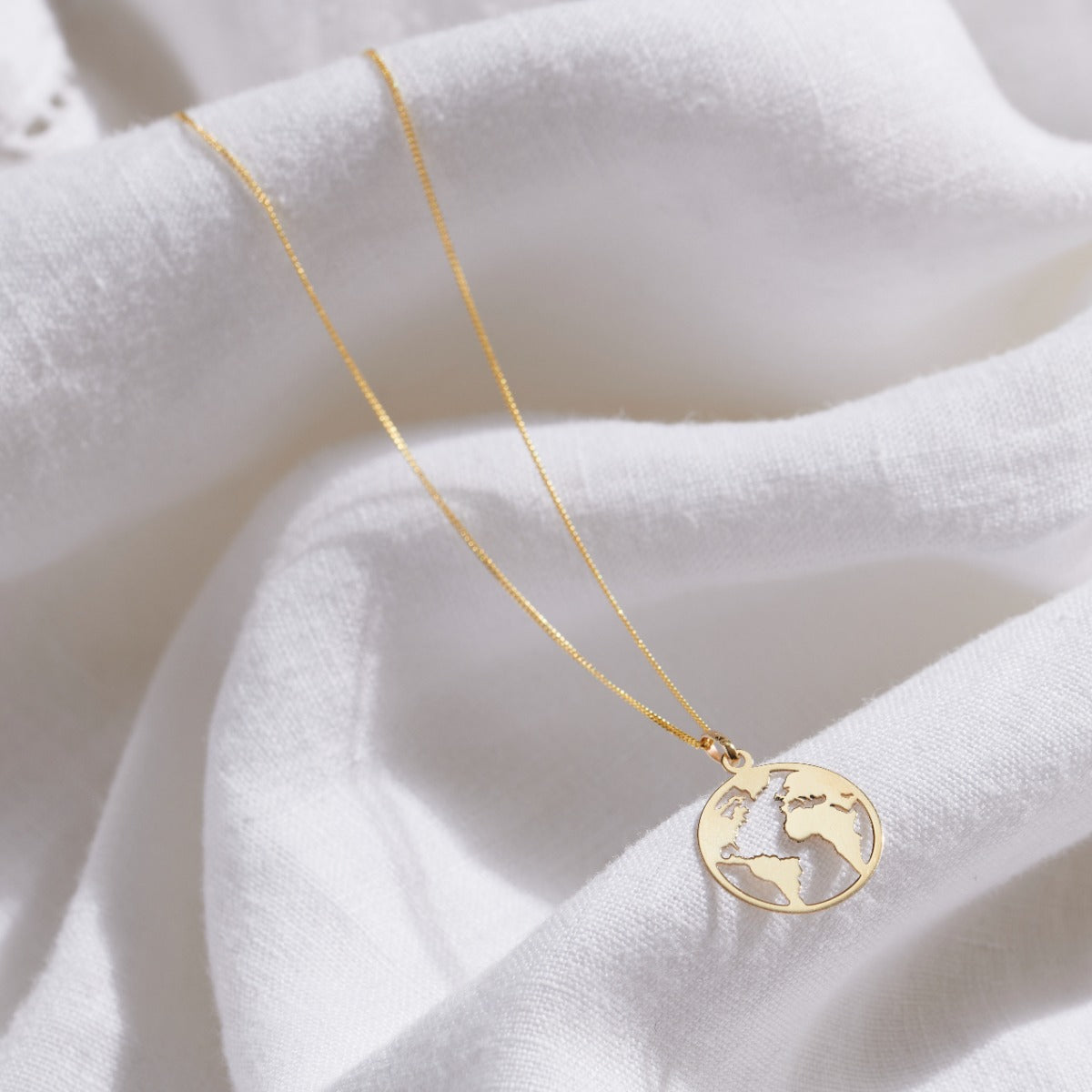 Petite 9ct Gold Globe Travel Charm Necklace