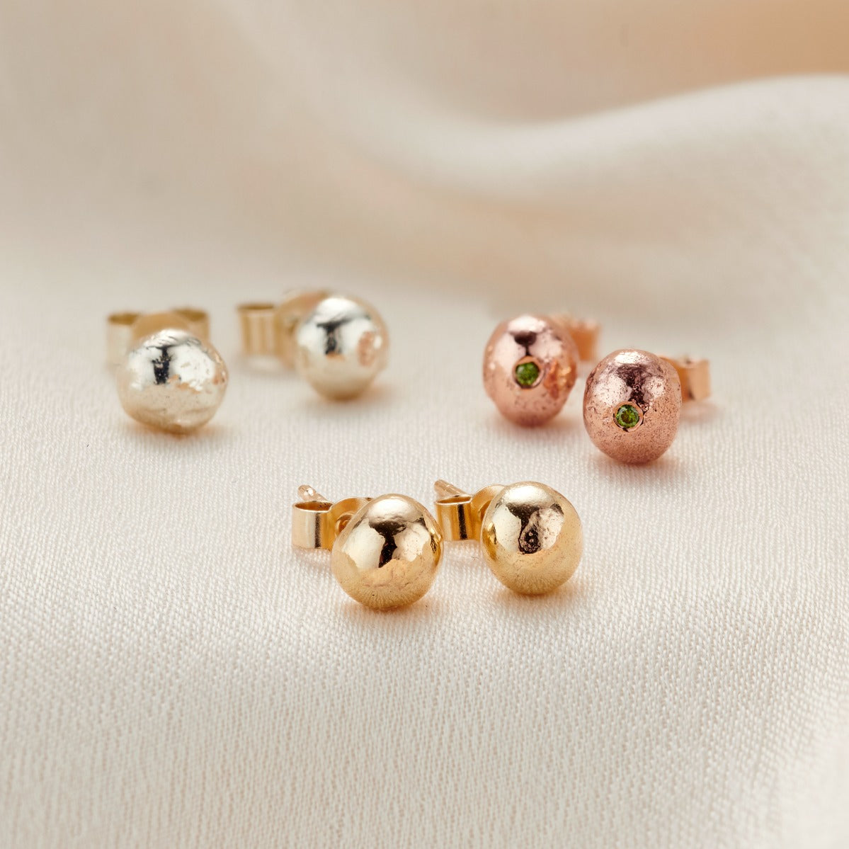 Molten 9ct Gold Orb Stud Earrings