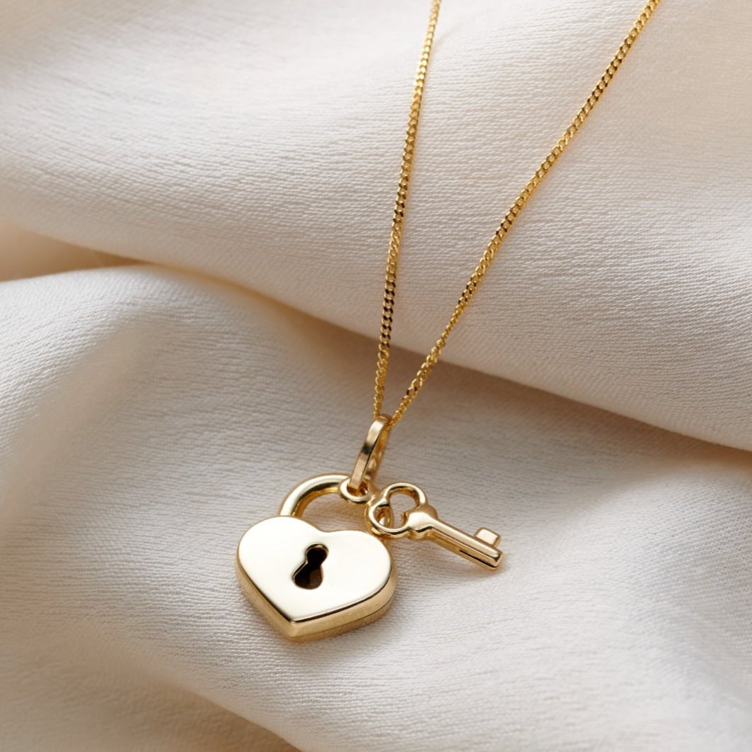 9ct Gold Rialto Love Lock Charm Necklace