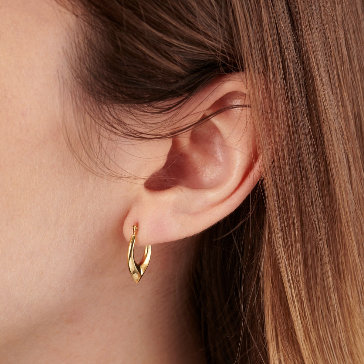 Pointed 9ct Gold Creole Earrings