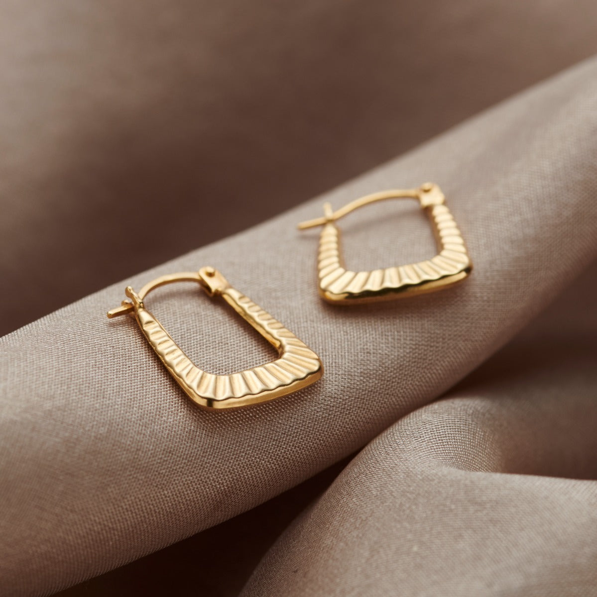 Square 9ct Gold Creole Earrings