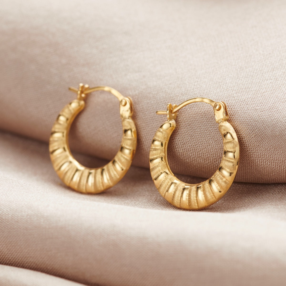 Creole 9ct Gold Croissant Hoop Earrings