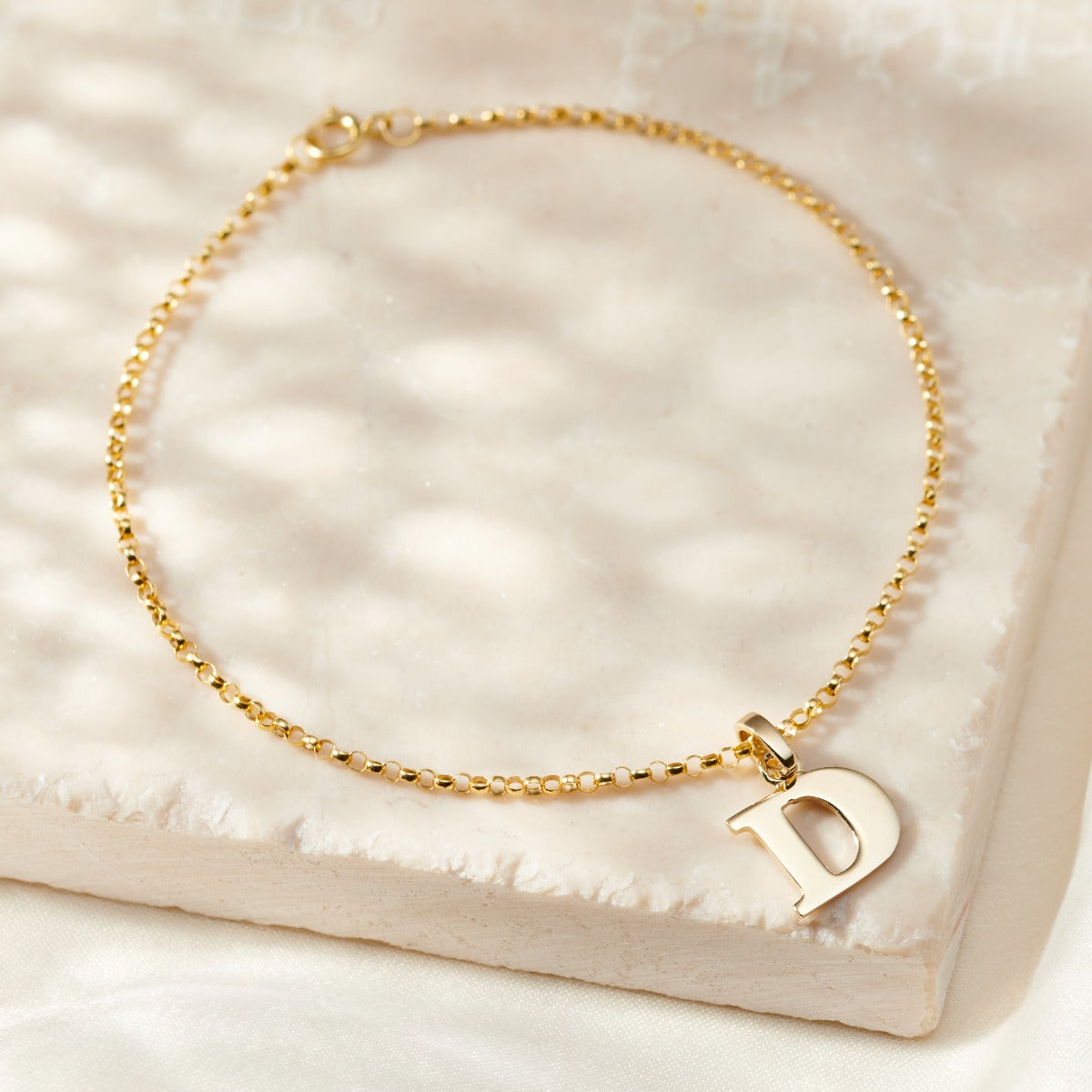 9ct Gold Initial Charm Bracelet