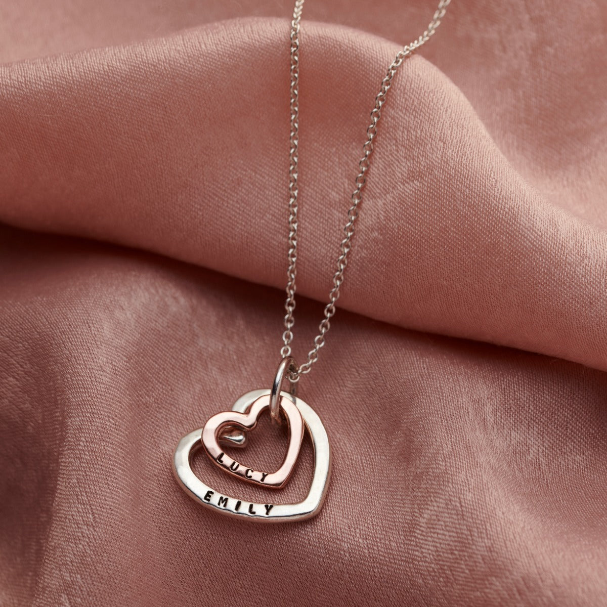 Personalised Silver & 9ct Gold Family Heart Necklace