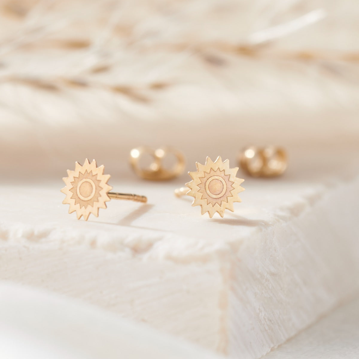 9ct Gold Sun Stud Earrings