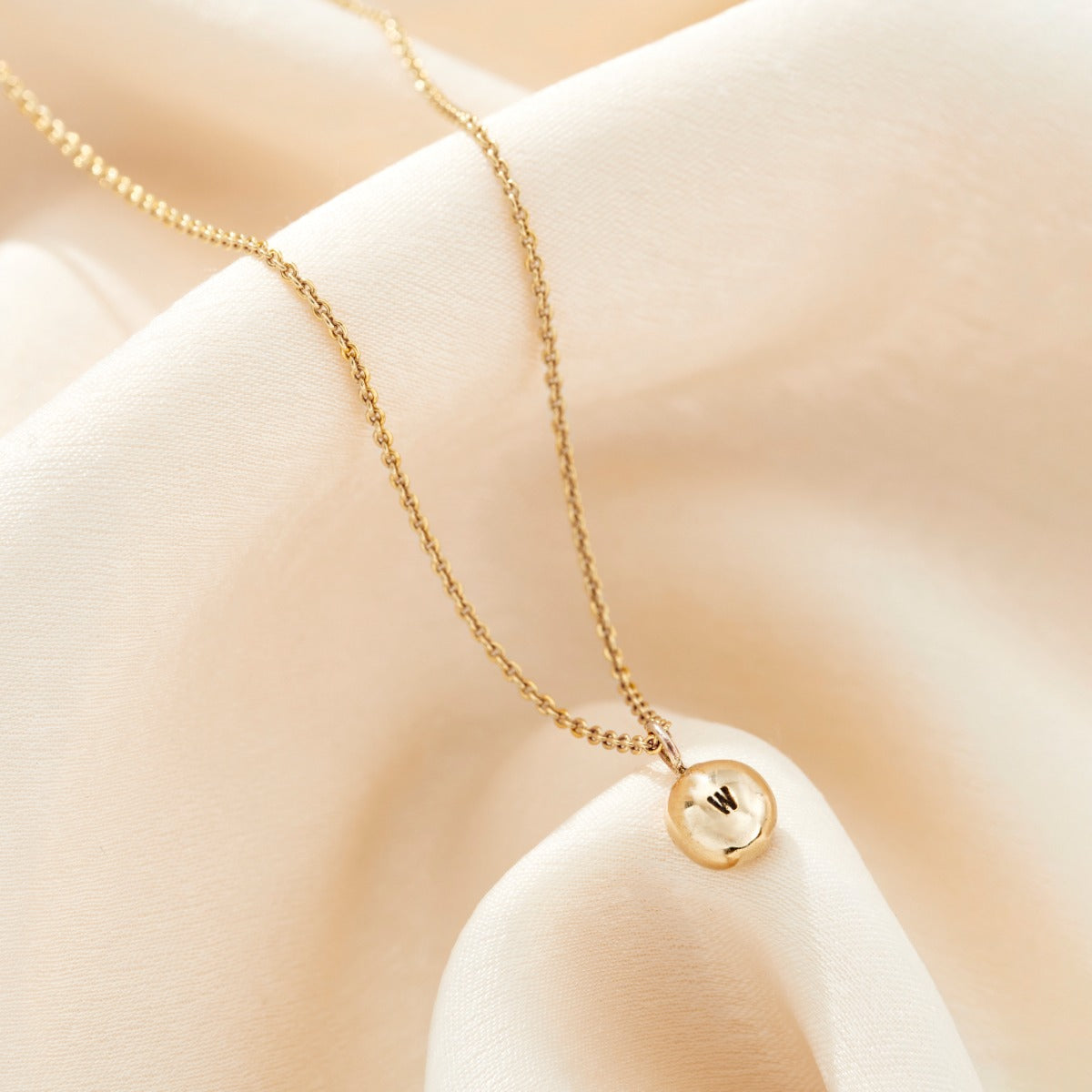 9ct Gold Molten Orb Initial Necklace