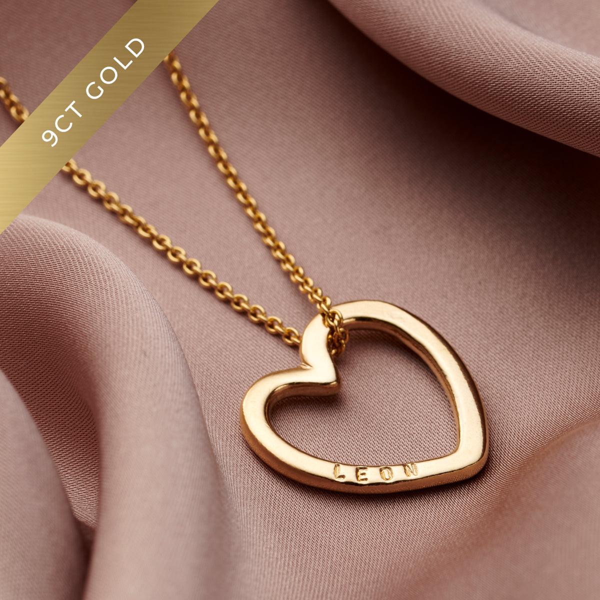 Personalised 9ct Gold Large Message Heart Necklace