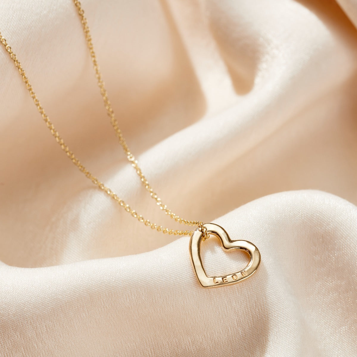 Personalised 9ct Gold Medium Message Heart Necklace