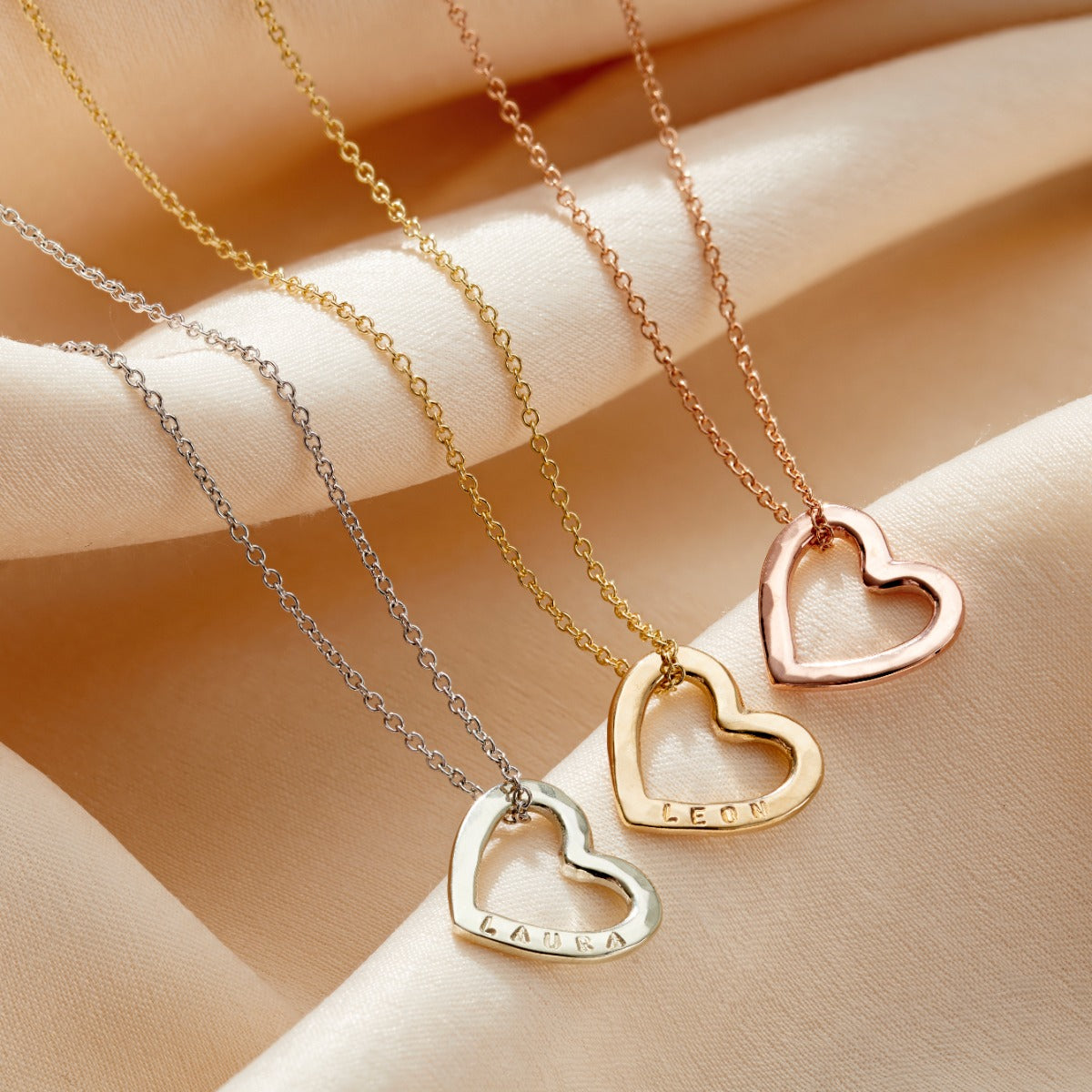 Personalised 9ct Gold Medium Message Heart Necklace