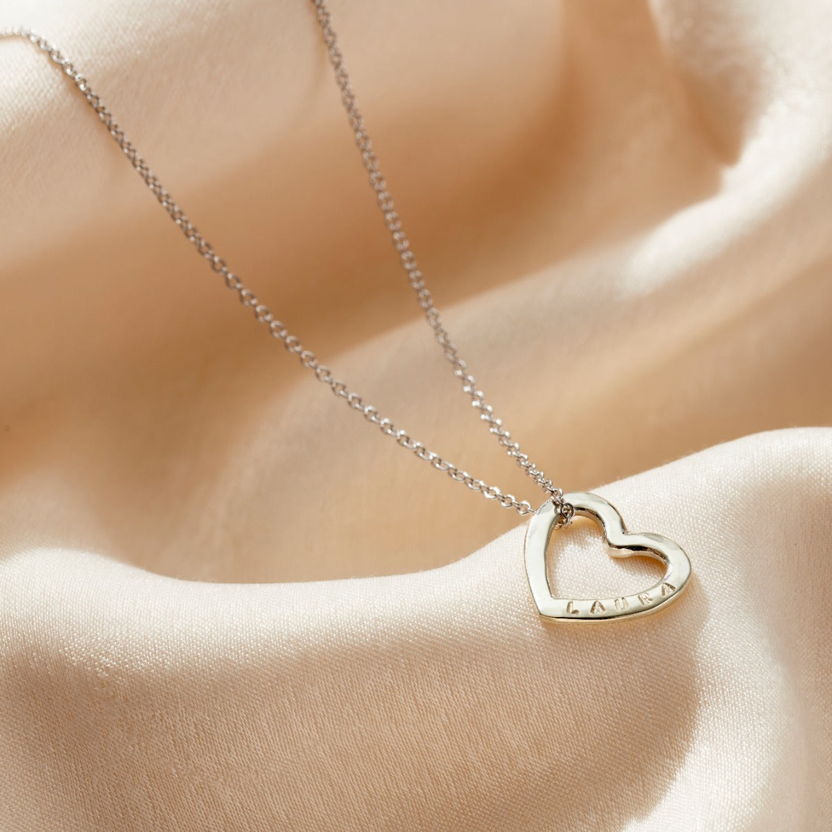 Personalised 9ct Gold Medium Message Heart Necklace