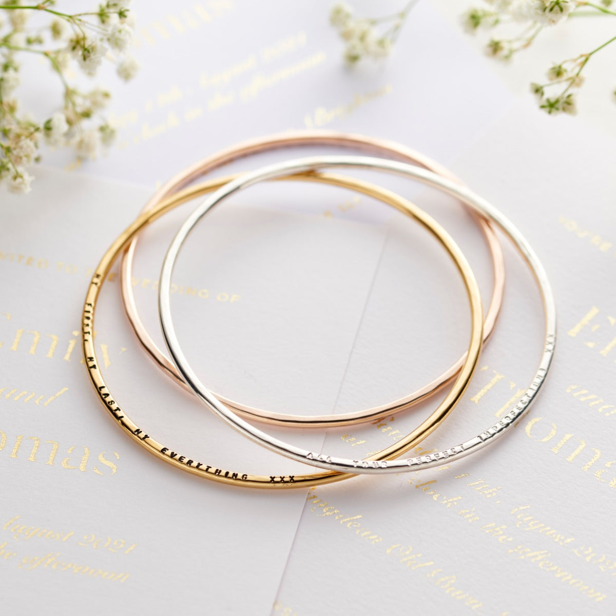 9ct Gold Love Message Bangle