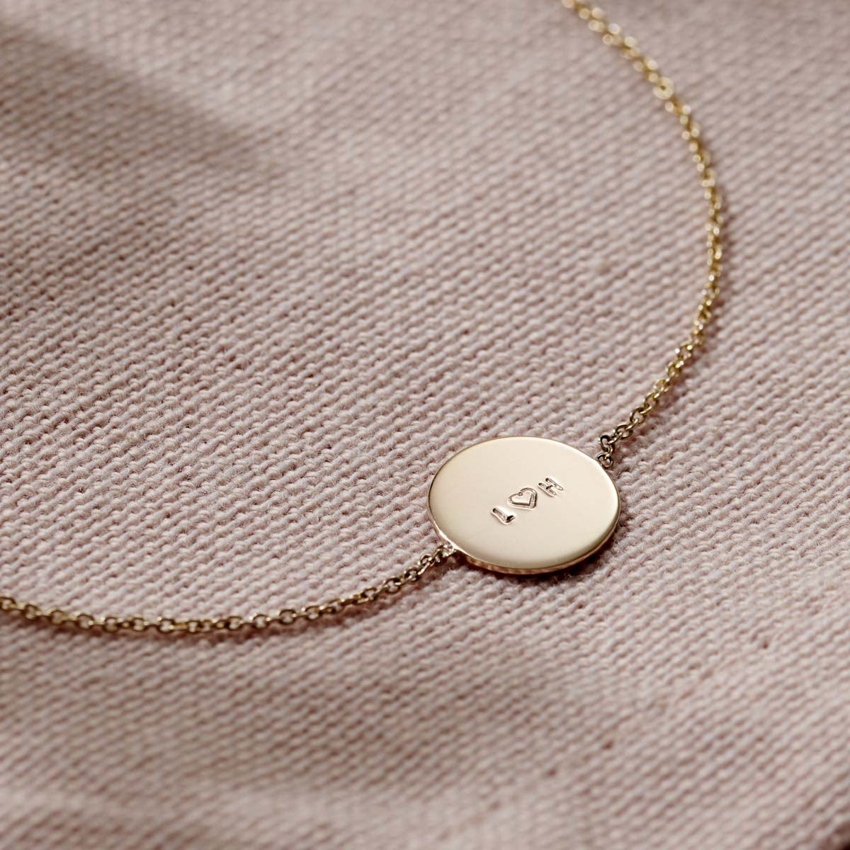 Personalised 9ct Gold Message Disc Bracelet