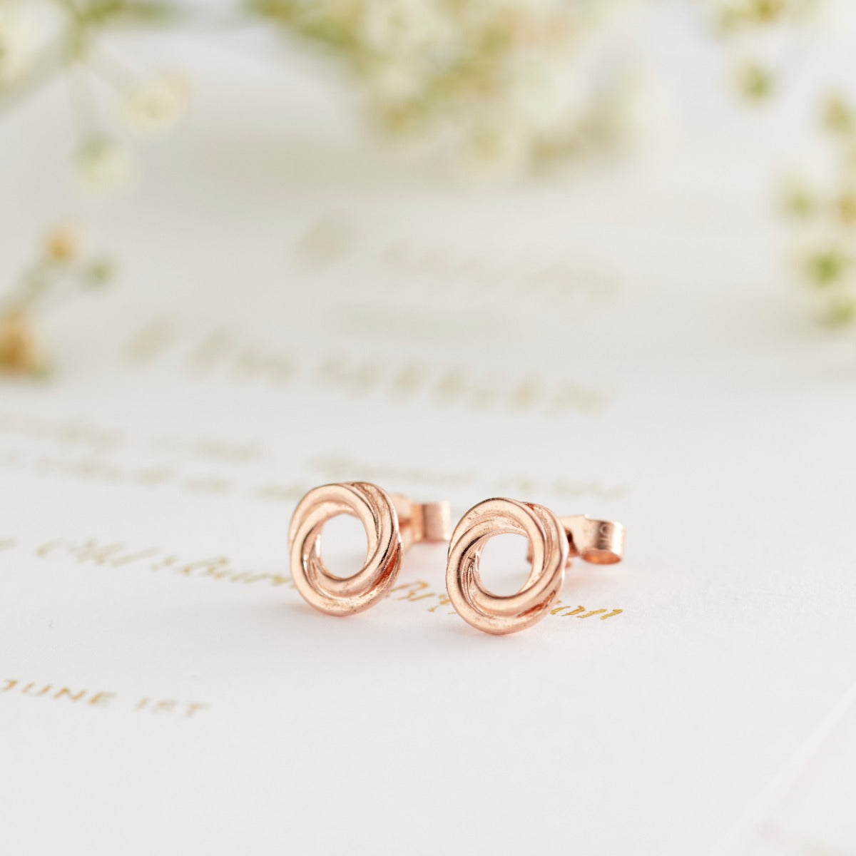 9ct Gold Russian Ring Eternity Stud Earrings