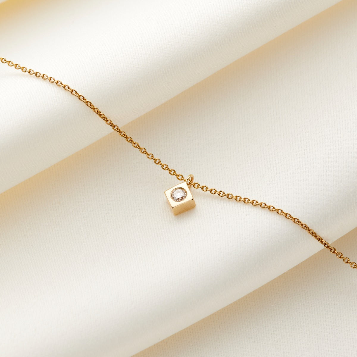 Square 9ct Gold Diamond Necklace