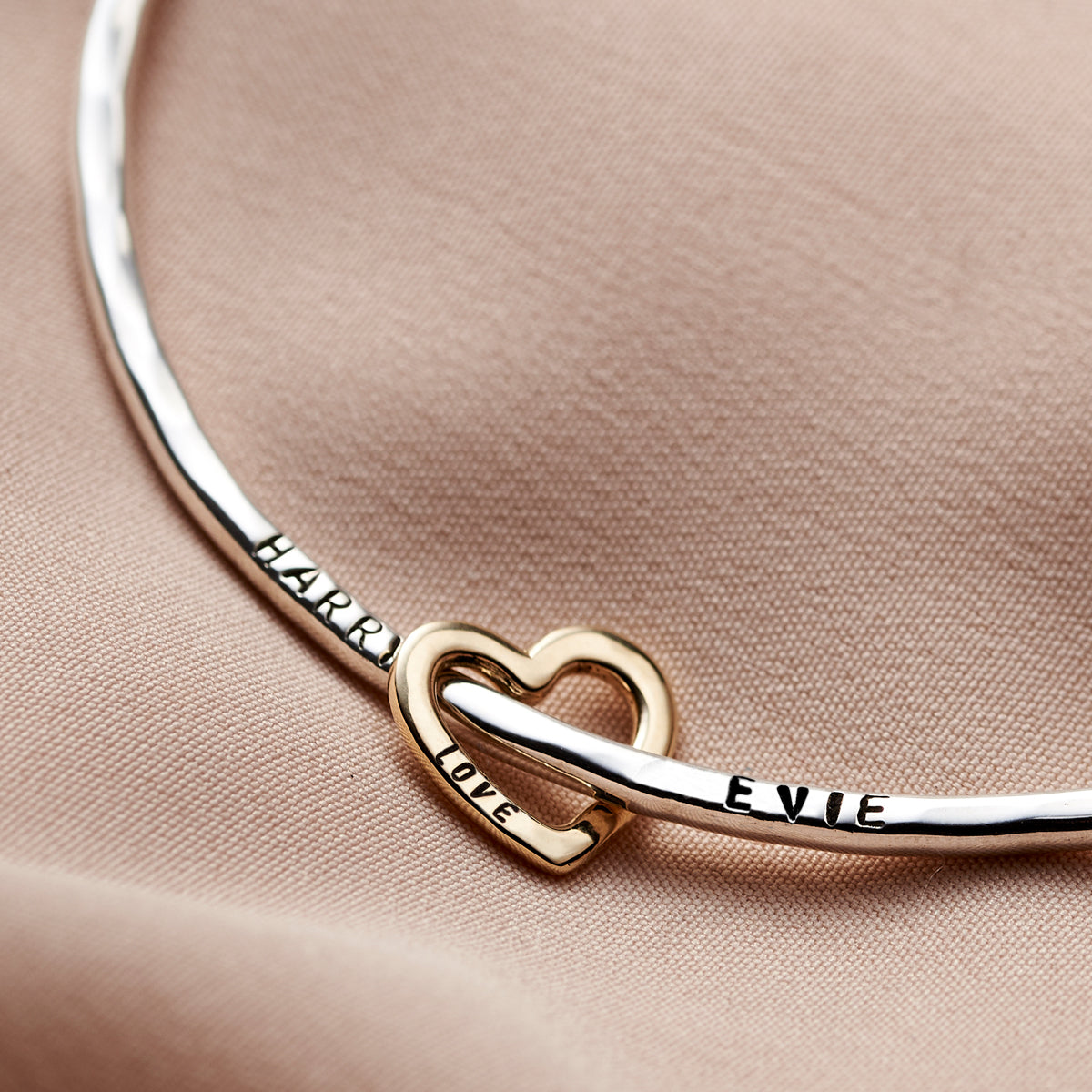 Personalised 9ct Gold Heart Bangle