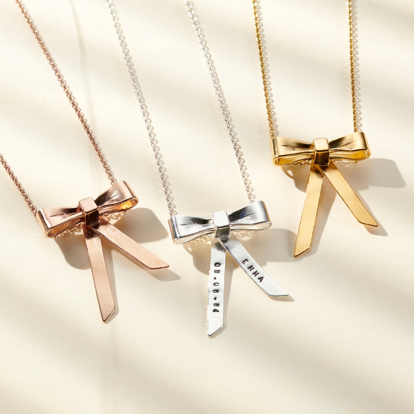 Personalised Bow Charm Necklace