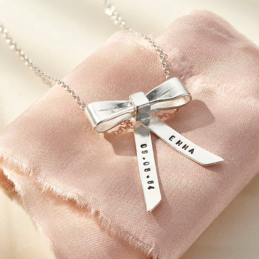 Personalised Bow Charm Necklace