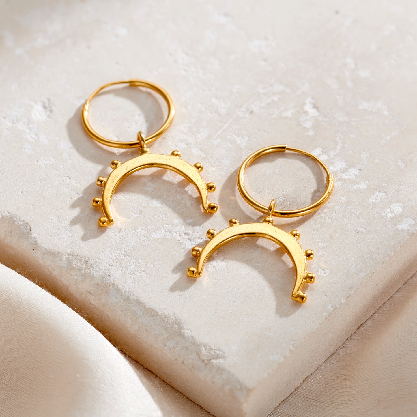 Horn Charm Hoop Earrings