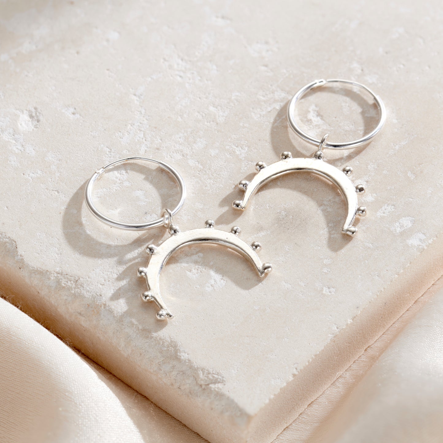 Horn Charm Hoop Earrings