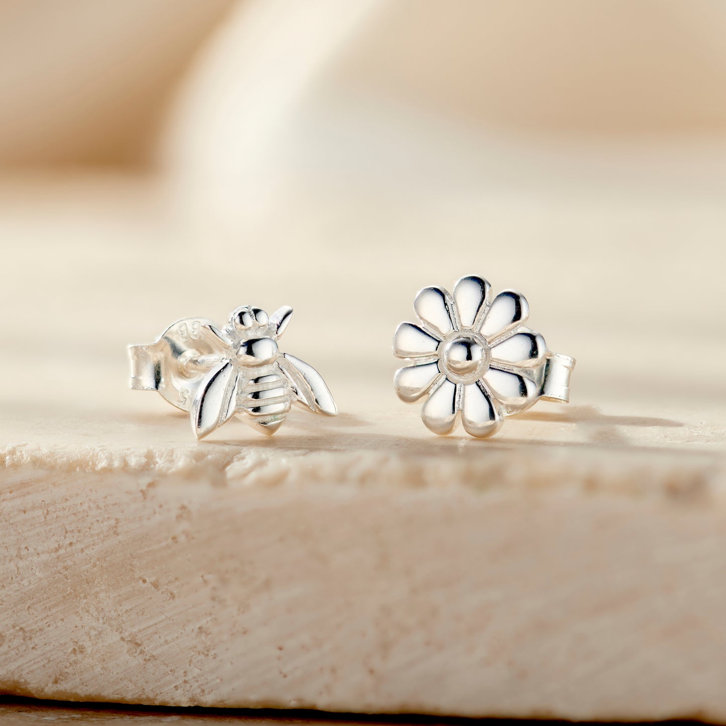 Flower & Bee Stud Earrings