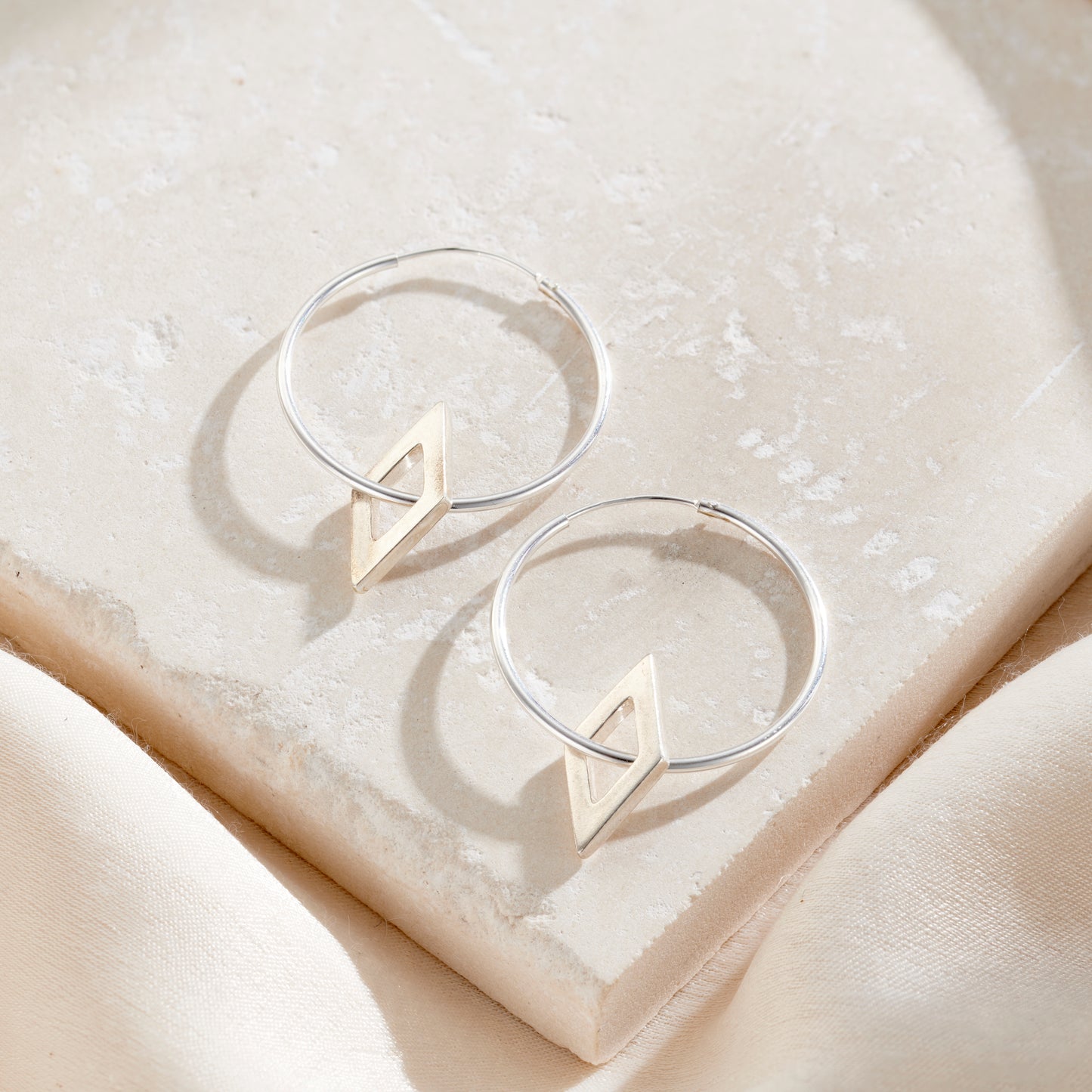 Large Geometric Charm Hoop Earrings