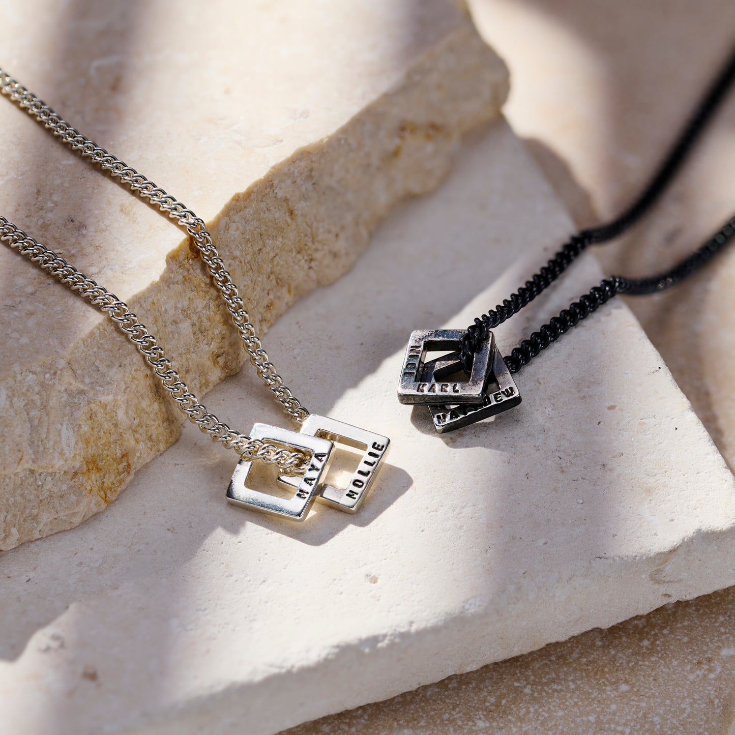 Men's Personalised Mini Open Square Necklace