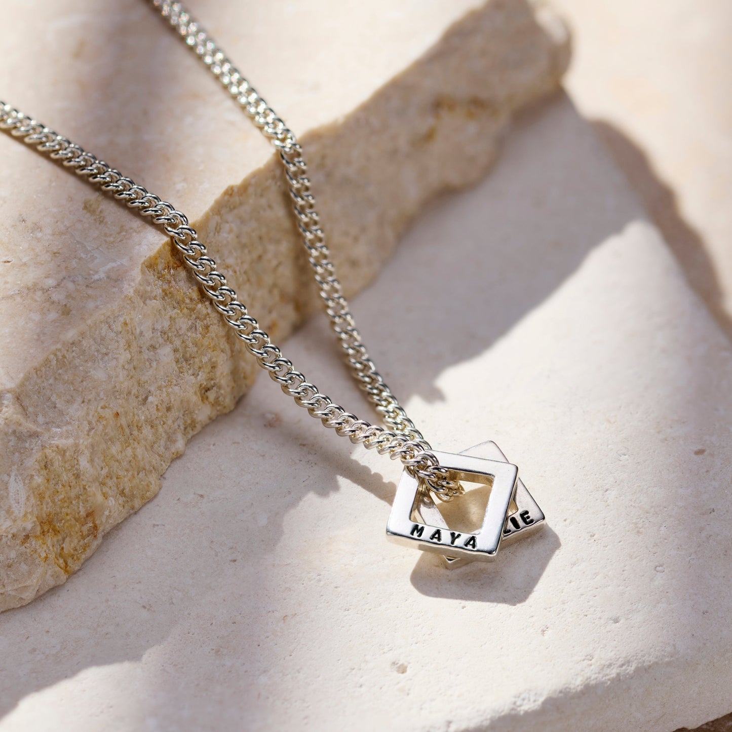 Mens Oxidised Geometric Necklace